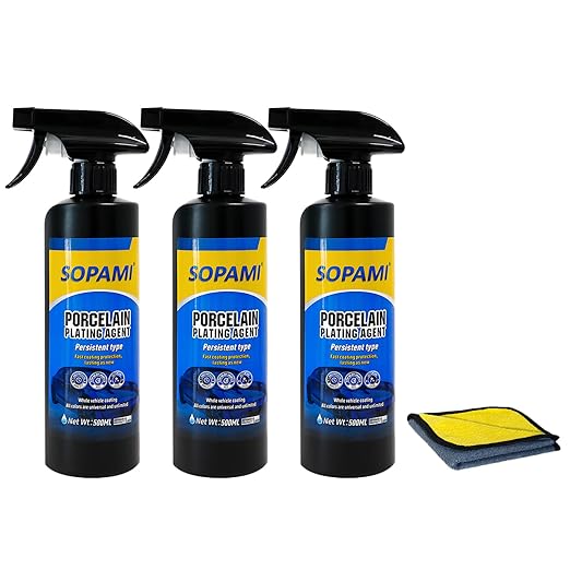SOPAMI 3-Pack （500ml/16.91Ounces）Advanced Car Coating Spray, Quick-Acting Polish & Wax for Scratch Removal, Waterless Wash, and Glass Oil Film Cleaning