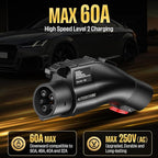 Tesla to J1772 Adapter - 60A 250V Nacs to J1772 Adapter - UL FCC IPX5 Certified Level 2 EVs Charging - Fit for Tesla Wall Connector, Destination & Mobile Chargers