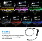 Car LED Strip Lights, 43.3 Inch 64 Colors Music Mode Inside Vehicle Dash Ambient Lighting Kit with Wireless Remote Control, Automotive Interior Dashboard Lamp, Universal Fit