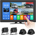 RV Backup Camera System - 10.1 Inch 4K Touchable 4 CH Monitor, 1080P IP69 Waterproof Wired Camera, DVR Loop Recording Bluetooth for Semi Truck Trailer Camper Pickup Bus