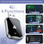 Wireless Android Auto Adapter for Android, Convert Wired to Wireless, Mini Size with Extension USB-C/Type-C, Stable Control & No Delay, Supports Car Original Control