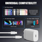 Essri 25W for iPhone 16 15 Charger Fast Charging,4 Pack USB C Wall Charger Block with (6 ft+10 ft) x2 Long USB C to C Cable for iPhone 16/15 Pro Max/Plus,for iPad Pro/Mini,White