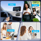 2026 Upgraded 360° Nano Gel Vacuum Magnetic Car Phone Holder,Reinforced Ultra Suction Cup Pocket Size Foldable Phone Mount for Dashboard/Gym/Mirror MagSafe iPhone Air 17 16 15 14 13 12 Pro Max (Black)