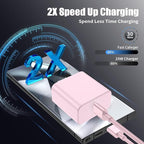 3Pack USB C Charger for Samsung Galaxy S24 Ultra, Super Quite Fast Charging Type C Block with 6FT C to C Cord for Samsung Galaxy Tab S9 S8 S23 Ultra S22 Ultra S23 S22 S21 Note 10 Plus 20,Pink