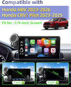 PZK Car Phone Mount for Honda HRV 2023-2026 /CRV 2023-2026/ Honda Pilot 2023-2026 Accessories 7/9-inch Screen 360° Rotation 15W Fast Wireless Charger HRV CRV Car Phone Holder Not Affect Air Vent