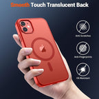 SUPFINE Magnetic for iPhone 12 Mini Case & iPhone 13 Mini Case (Compatible with MagSafe) (Military Grade Drop Protection) Slim Translucent Matte Shockproof Phone Cover,Red