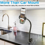 1Zero Solid Car Truck Phone Mount Holder with 14-Inch Gooseneck Long Arm, Windshield Window Mobile Holders w/Industrial-Strength Suction Cup, Anti-Shake Stabilizer Compatible All Cell Phones iPhone