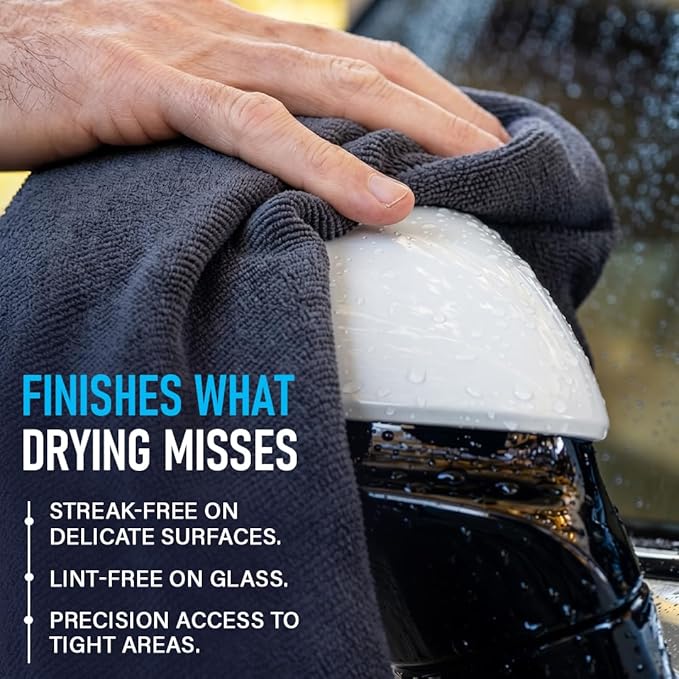 Rapid Dry Towels The Finisher Premium Microfiber Detailing & Utility Towel | 70 x 40cm | Channel Weave Lint-Free Cleaning Cloth | Scratch-Free Car Towel for Glass Chrome Interior & Home Cleaning