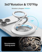SYNCWIRE for MagSafe Ring Phone Holder, 360° Rotation Magnetic Cell Phone Grip Dual-Sided Magnets Phone Ring Kickstand Compatible with iPhone 17 16 15 14 13 12 Pro Max MagSafe, Android, Samsung etc.
