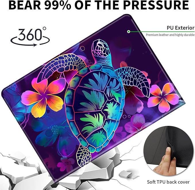 Case for 6" Kindle 11th Generation Case 2024/2022 Release,Leather Slim Folio Adjustable Stand Cover with Auto Wake/Sleep for Basic Kindle 2024/2022 11th Gen e-Reader,Glitter Sea Turtle