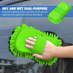 2PCS Microfiber Car Wash Sponge, Double Sided Chenille Microfiber Car Wash Mitt, Scratch Free & Lint Free, Absorbent Automotive Washing Sponges, Auto Cleaning Supplies (Green)