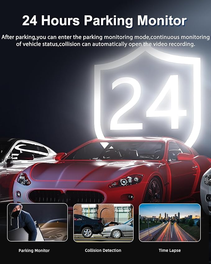 4K Mirror Dash Cam 11 Inch Front and Rear View Dual Cameras, 2024 Front 4K+Rear 1080P IPS with GPS, Night Vision, G-Sensor, 24H Parking Monitor/Assistance, ADAS&BSD&LCA+APP Control