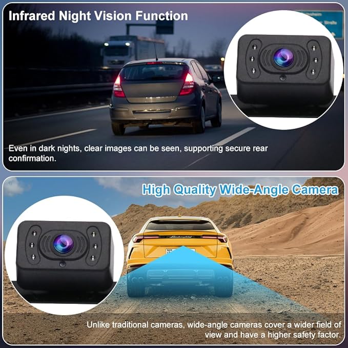 Wireless Backup Camera Digital Signal 5 Inch HD 1080P Rear View Monitor Kit IP69 Waterproof Night Vision Reverse Cameras for Truck Car RV Pickup Camper Van