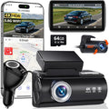Dash Cam Front and Rear, 4K Full HD Dual Dash Camera for Cars, Built-in Memory Card Monitoring, 64GB Card, 5G WiFi GPS, Car Camera with 3" IPS Screen, 2160P Night Vision, 24H Parking Monitor