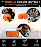 YeewayVeh 8PCS Ultimate Wheel and Tire Brush Kit | 2-Size 360° Bendable Wheel Brushes, Boar Hair Detailing Brush, Tire Shine Applicators & Microfiber Towel, Car Wheel Detailing Cleaning Supplies Kit