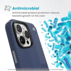 Speck Presidio 2 Grip iPhone 16 Pro Max Case - MagSafe and ClickLock - Slim Coastal Blue/Dust Grey