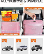 HOTOR Car Trash Can with Lid and Storage Pockets - 100% Leak-Proof Organizer, Waterproof Garbage Can, Multipurpose Trash Bin for Car, 2 Gallons, Pink
