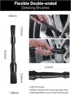 Fantasticlean 7PCS Car Wheel Cleaning Pro Kit, Tire Brush, Soft-bristled Rim Brush, Microfiber Flat Wheel Brush, Double-Ended Detailing Brush, Detailing Pads, Scratch-Free & Multipurpose