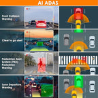RexingUSA V2 PRO AI Dash Cam 3-Channel Front/Cabin/Rear 1080p Recording with Mobile App Night Vision Camera w/Front Collision Warning, Pedestrian Alert, Lane Departure Warning,Clear to Go Alert