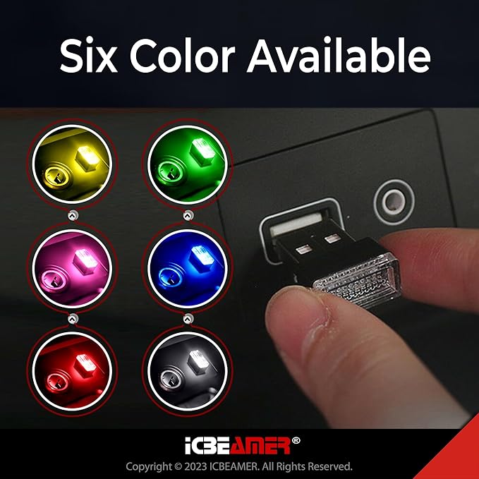 ICBEAMER USB Interface Miniature Night Light 1-Pack (Green) | Universal Plug-in LED for Car Interior and Trunk Ambient Atmosphere