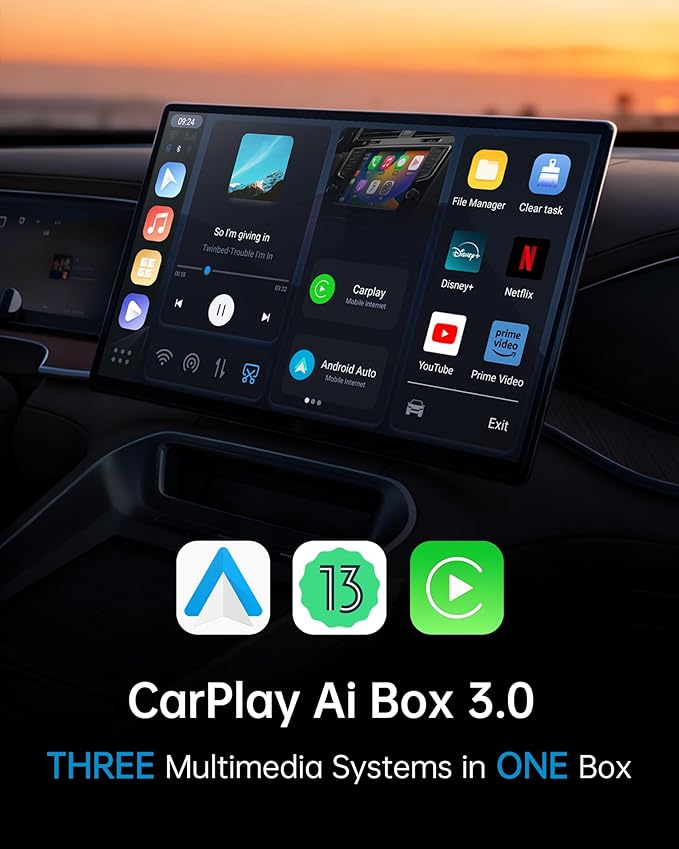 Magic Box 3.0 Pro – Snapdragon 6125 Octa-Core, HDMI & Dual Display | Supports 4G SIM Card | Stream Netflix, Disney+, YouTube, Prime Video | Wireless CarPlay & Android Auto | for Wired CarPlay Cars