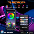 Jushope Car LED Strip Lights, USB Interior Ambient Lighting Kits with Wireless APP and RF Remote Control, 16 Million Colors Music Mode Car Decoration Lights with 315 inches 3.0mm Fiber Optic (6 in 1)