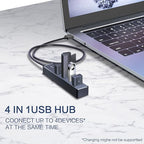 SmartQ H302S USB 3.0 Hub, 4-Port USB Expander with 2ft Long Cable, High-Speed Data Transfer, Compatible with Laptop, PC, Mac, Printer, External HDD