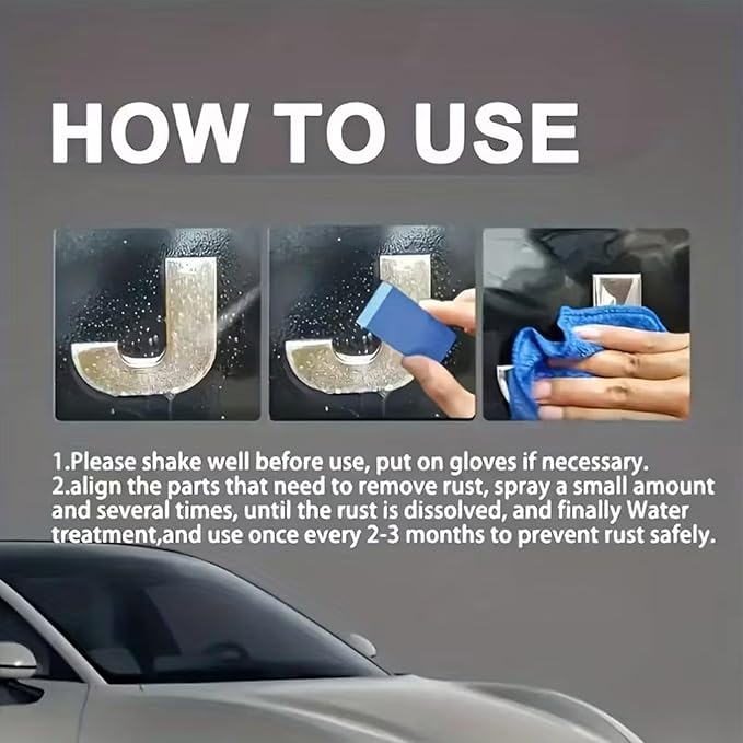 100ml Metal Rusts Remover Car Rust Stain Remover Inhibitor Irons Out Fallout & Stop Rust Removers Spray Coating polishing Lubricant for Screws Door Wheels Hinge Chains Bolts Paint