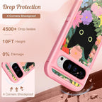 for Google Pixel 9 Case/Pixel 9 Pro Case - Compatible with MagSafe Women Girls Cute Magnetic Protective Cover Girly Cat Flower Floral Design Heavy Duty Shockproof for Pixel 9/9 Pro Phone Case