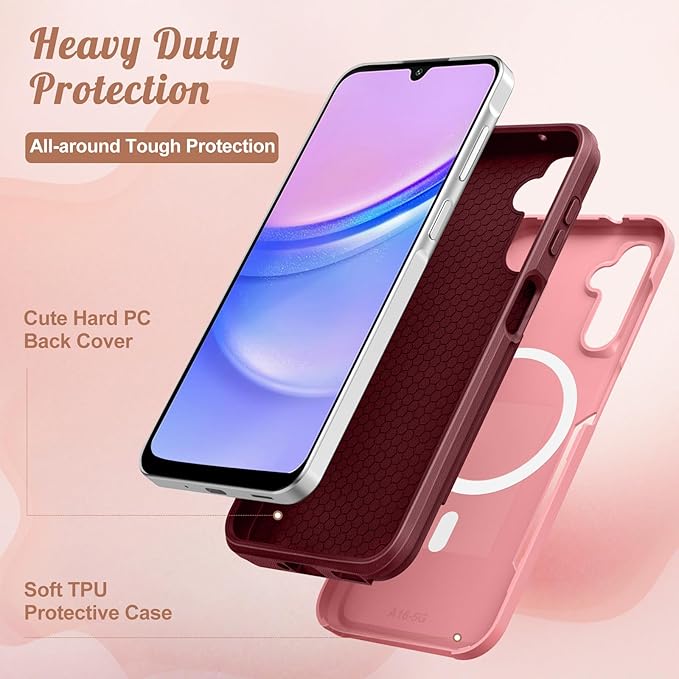 for Samsung Galaxy A16 5G Phone Case - Compatible with MagSafe Women Girls Cute Magnetic Protective Cover Girly Kawaii Pretty Unique Heavy Duty Shockproof Design for Samsung A16 5G Case