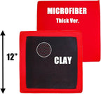 Clay Towel 3.0 for Cars, Clay Bar Towel Scratch-Free Autocare Detailing Polishing, Removing Tar Paint Tree-sap Guano Contaminants, Fine Grade, 12" x 12", Red, Mesh Hollow, Thick Ver.