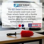 EZ Detail Brush Little - Red - Wheel Rim Cleaner for Cars, Bike, Trucks, Motorcycle, and Other Vehicles. Non-Scratch Auto Detailing Tool, Easily reaches Nook and Crannies