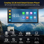 Semi Truck Camera System with Apple Carplay & Andriod Auto,Dash Cam for Semi Truck with 4-Channel 1080P RV Camera System,10.36" IPS Touchscreen, 360° All-Round Recording, 24H Parking Monitoring