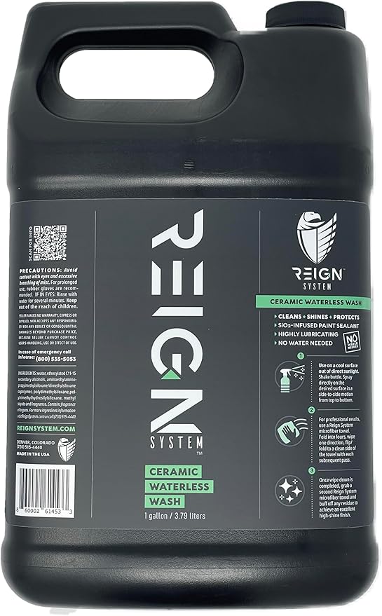 Ceramic Waterless Car Wash 1 Gallon - Ultimate Professional-Grade Ceramic Formula - Deep Shine - Easy Application - 1 Gallon Size for Your Car Detailing Kit.