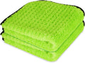 Liquid X Plush Waffle Weave Green Xtreme Microfiber Detailing Towel 16" x 16" Guaranteed Satisfaction (2 Pack)
