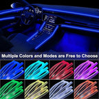 Interior Car Lights with Wireless APP & Remote Control, 9 in 1 RGB Car Ambient Lighting Kit with 4 Under Dash Lights & 5 Fiber Optic LED Strips, Sync to Music Inside Car Accessories