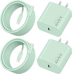 iPhone 17e/17/17 Pro Max Fast Charger, 2-Pack 20W USB C Wall Charger Fast Charging Block with 10FT Long USB-C Cable Cord for iPhone 17e/17/17 Pro Max/16e/16/15 Pro/Plus, iPad Pro 13/12.9/11, AirPods
