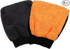 wuyaoyao 2PCS Car Wash Mitts, Soft Coral Fleece Cleaning Glove for Cars Washing, Scratch-Free & Lint-Free, Reusable Microfiber Wash Mitts, Automotive Cleaning Supplies, Car Accessories (Square Glove)