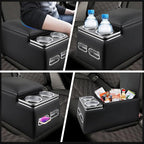 Universal Car Center Console Organizer with Cup Holder& Phone Holder, Rear Bench Seat Consoles with Armrest Middle Storage Box, Truck Seat Organizer for Car & Van & Truck Floor Cab, Black