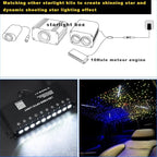AMKI 100pcs*0.04in*9.8ft Pure White Shooting Stars Effect Fiber Optic Lights Kit,10Holes LED 5W Meteor Light Engine with Bluetooth+RF Remote Control 20 Meteor Modes
