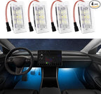 4 Pcs Interior LED Lights Bulbs Kit Compatible with Tesla Model 3, Y, X, S, Super Bright Replacement Light Bulbs for Footwell, Door Puddle, Trunk, Frunk - for Tesla Accessories (Blue)