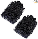 2 PCS Car Wash Mitt, Microfiber Chenille Double Sided Car Wash Gloves, Scratch-Free & Lint-Free Elastic Cuff Cleaning Gloves Kits, Clean Accessories for Cars Trucks and Household (Black)