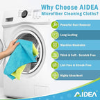 AIDEA Microfiber Cleaning Cloth-400PK, Soft Microfiber Towels for Cars, Absorbent Cleaning Rags, Lint-Free Streak-Free Wash Cloths for House, Kitchen, Window(12in.x12in)