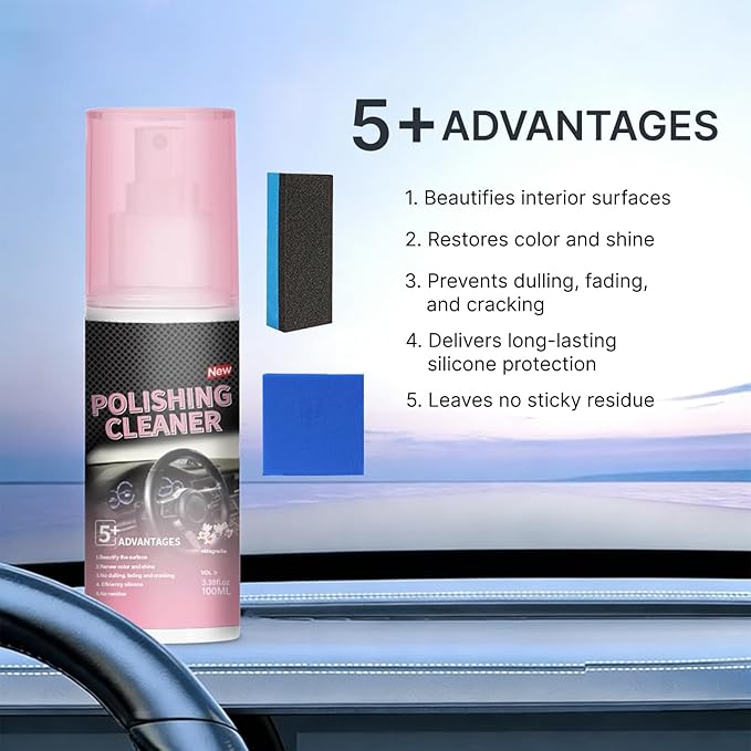 Polishing Cleaner Car Interior, 2026 Upgrade Car Interior Cleaner Spray All Purpose for Leather Plastic Rubber Dashboard Vinyl Seats (1 Pack)