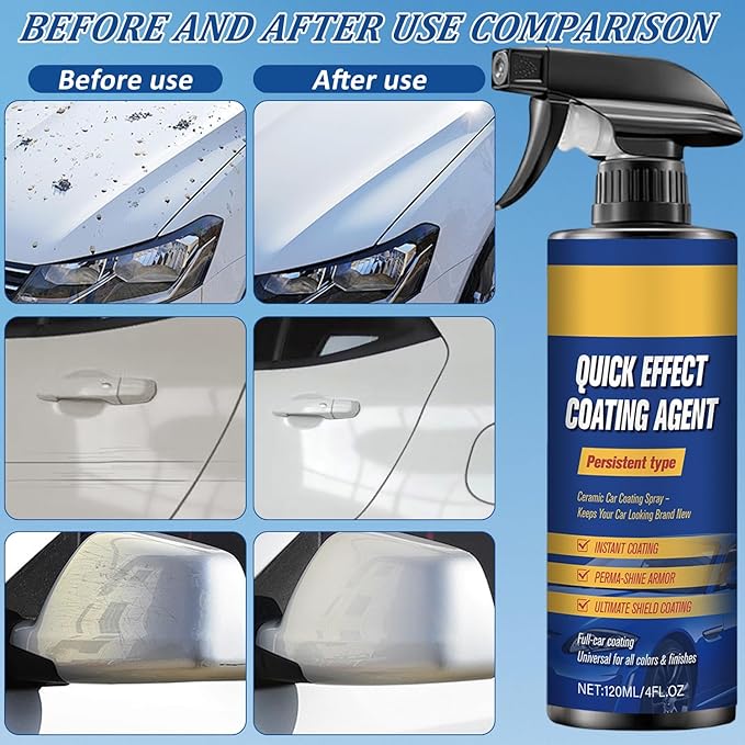 2Pcs Advanced Car Quick-Acting Coating Agent Spray, Scratch Wax Polish Waterless Wash, Quick Effective Coating Spray, Oil Film Emulsion Glass Cleaner(2 brush + 2 towels)
