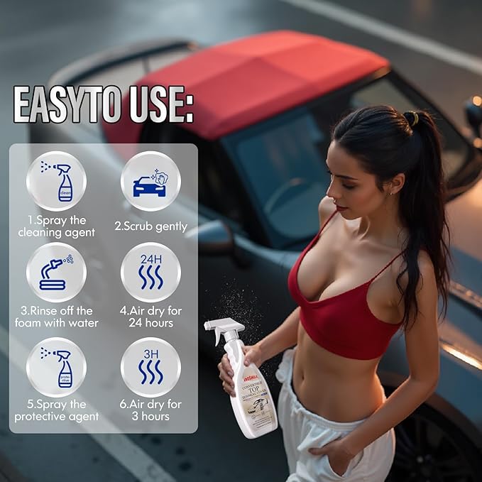 Convertible Top Cleaner And Protectant Kit Use For Cleaning And Protecting The Automotive Soft Tops Of Fabric Construction.Deep-Penetrating Cleaning,Preventing Cracks, 2 Items,Total 32 OZ
