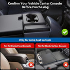 All Metal Front Center Seat Headrest Organizer Compatible with 2011-2025 2026 Ford F150 F250 F350 F450 F550 F650, Center Console Container Storage Box Armrest Tray Accessories (Jump Seat Only)