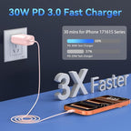 Phone 17 16 15 Charger Fast Charging,30W USB C Phone 17 16 15 Pro Max Charger Block &10FT Long Type C Cable Cord for i.Phone 17/17 Air/17 Pro/17 Pro Max/16/16 Plus/16 Pro/16 Pro Max/15/15 Pro Max,Pink