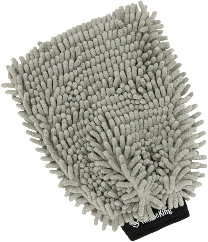 AvalonKing Microfiber Chenille Car Wash Mitt – Super Absorbent XL Microfiber Wash Mitt with Elasticated Wrist for Scratch-Free Cleaning – Machine Washable Washing Mitts – Car Cleaning Supplies