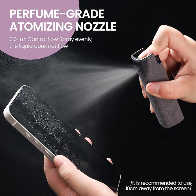 Screen Cleaner Spray and Wipe by ZERNBER- Computer Screen Cleaner, Laptop Screen Cleaner, Phone Cleaner, Car Screen Cleaner, 2in1 Touchscreen Mist Cleaner- (0.3 oz) Purple